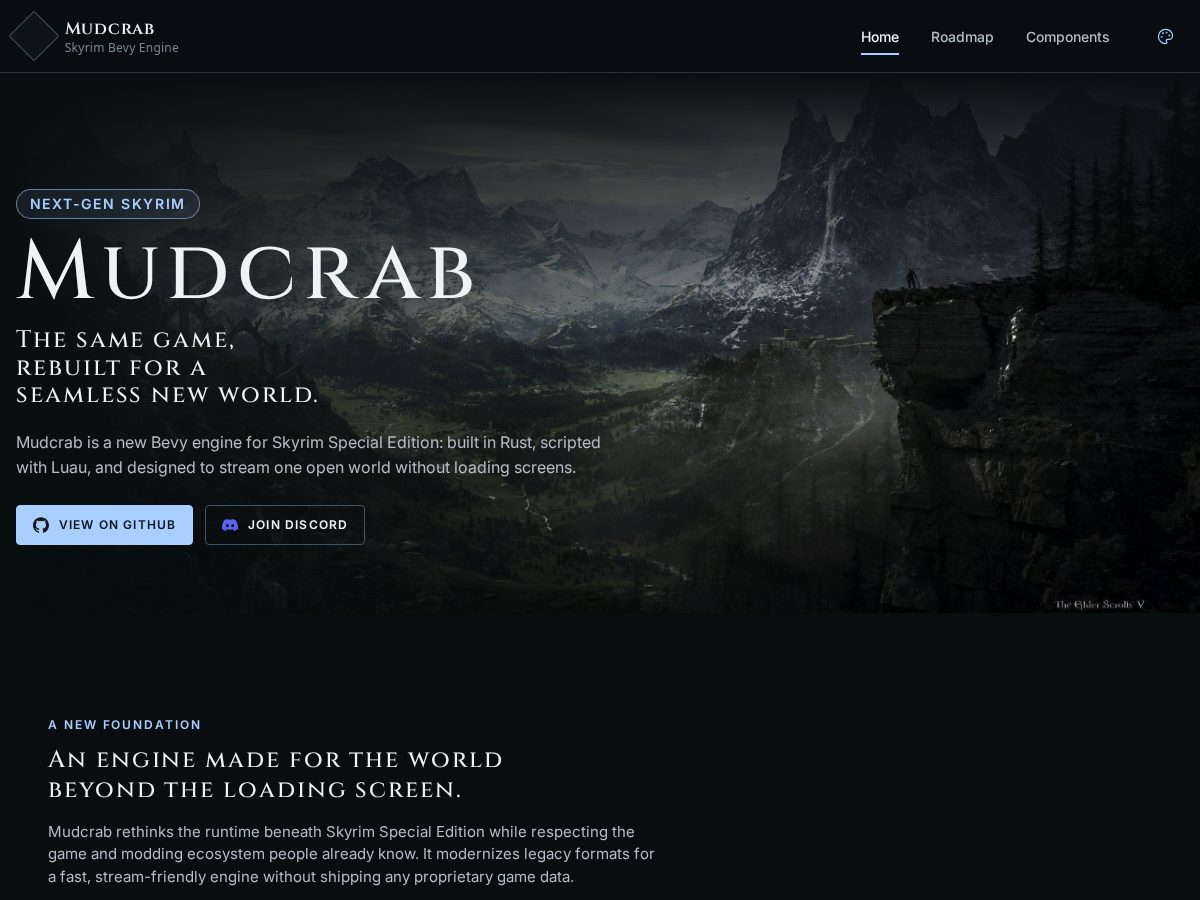 Landing-page snapshot of mudcrab.dev
