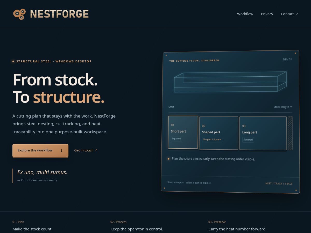 Landing-page snapshot of nestforge.trade