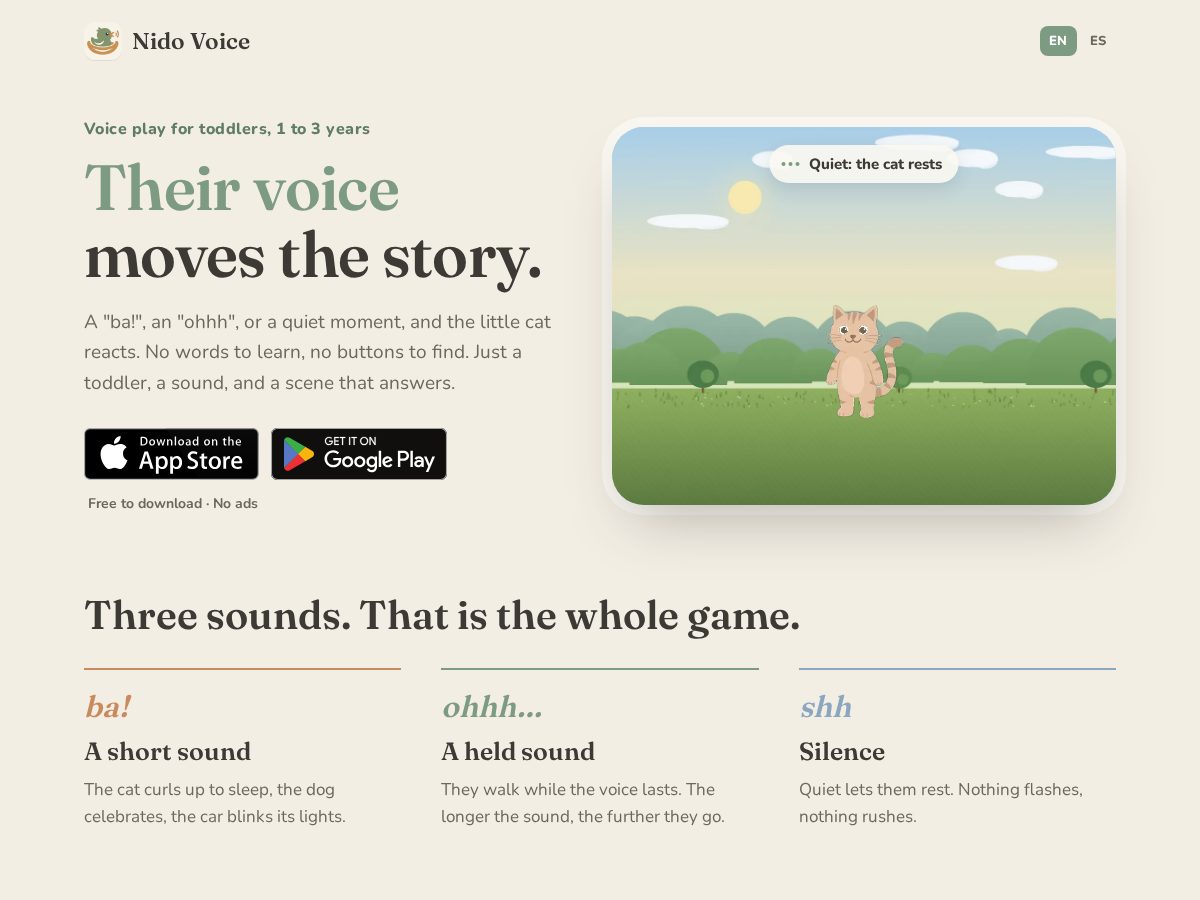 Landing-page snapshot of nidovoice.app