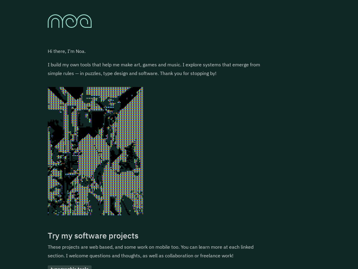 Landing-page snapshot of noa.garden