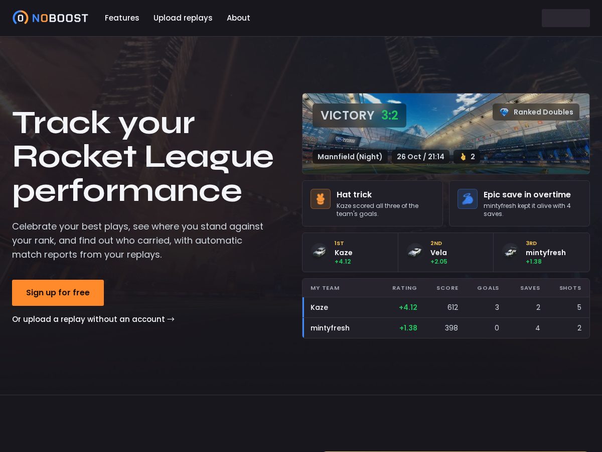 Landing-page snapshot of noboost.app