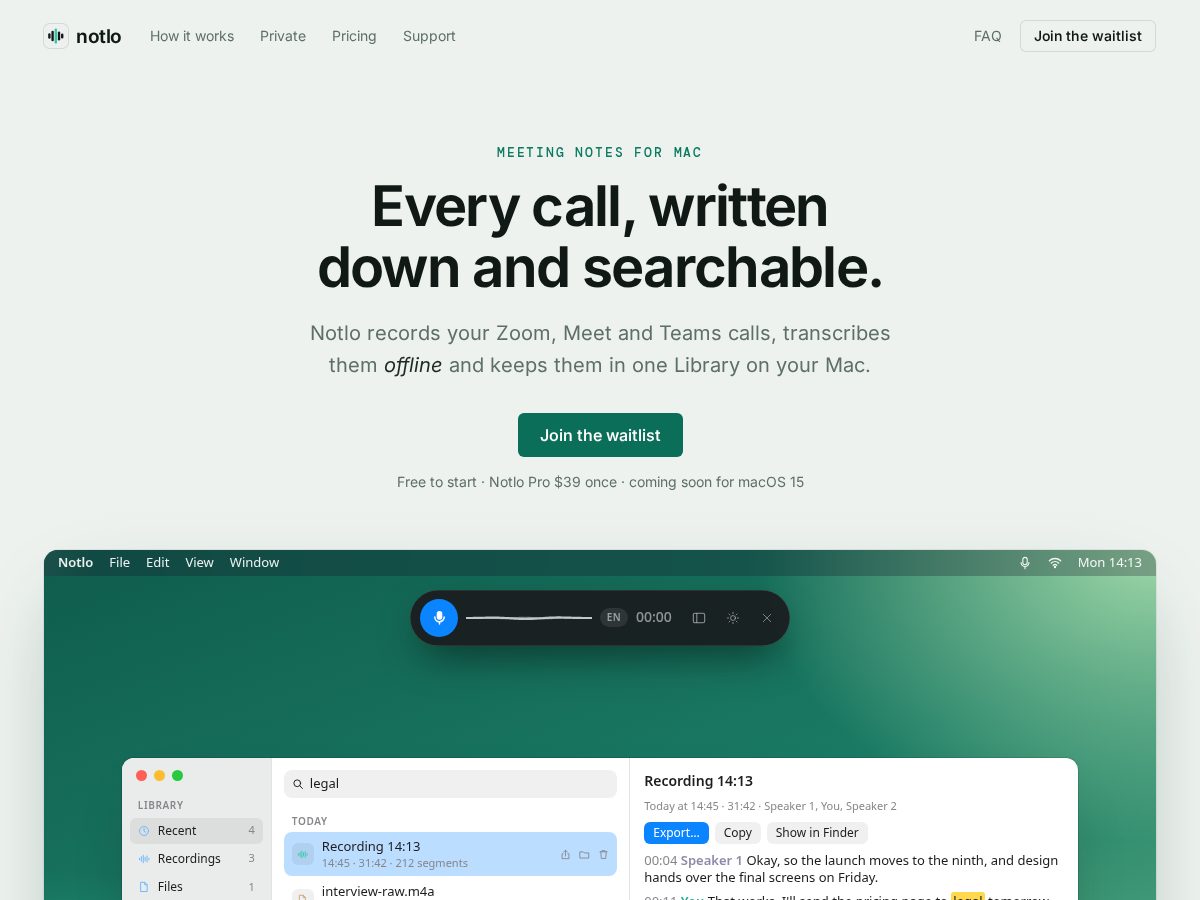 Landing-page snapshot of notlo.app
