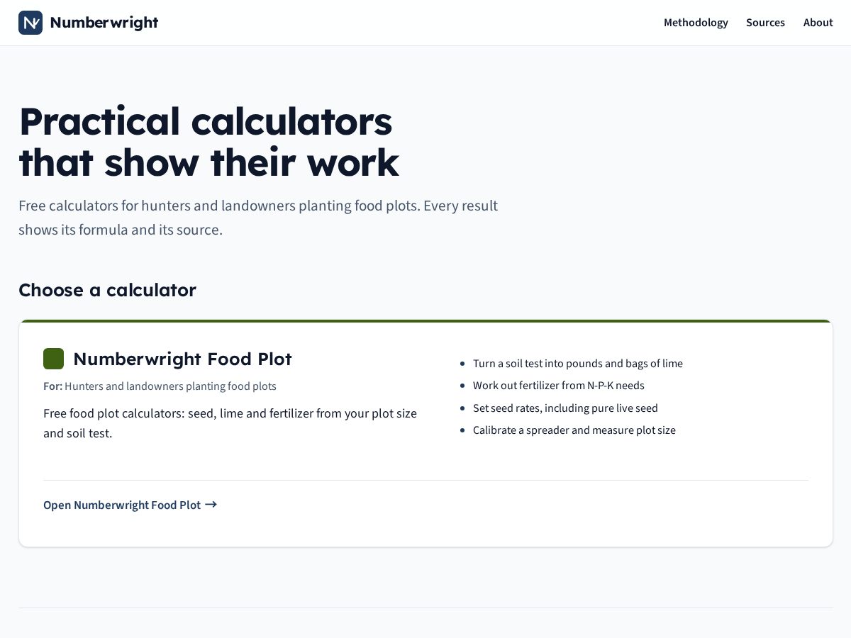 Landing-page snapshot of numberwright.app