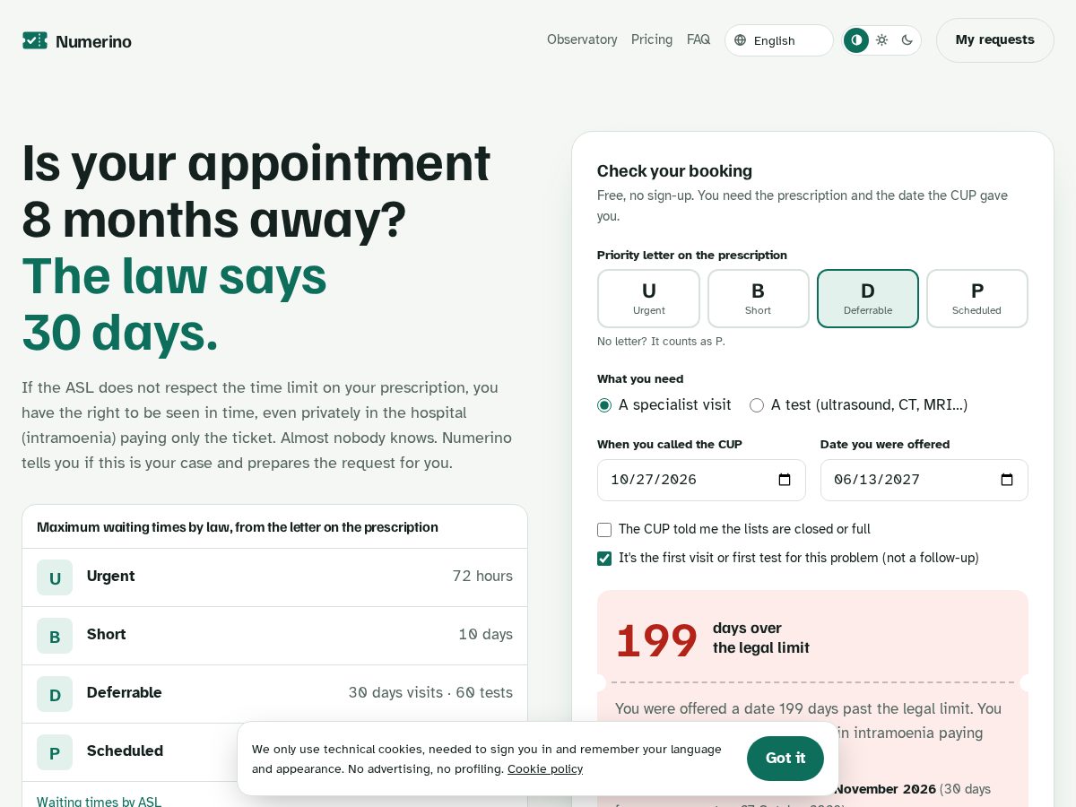 Landing-page snapshot of numerino.app