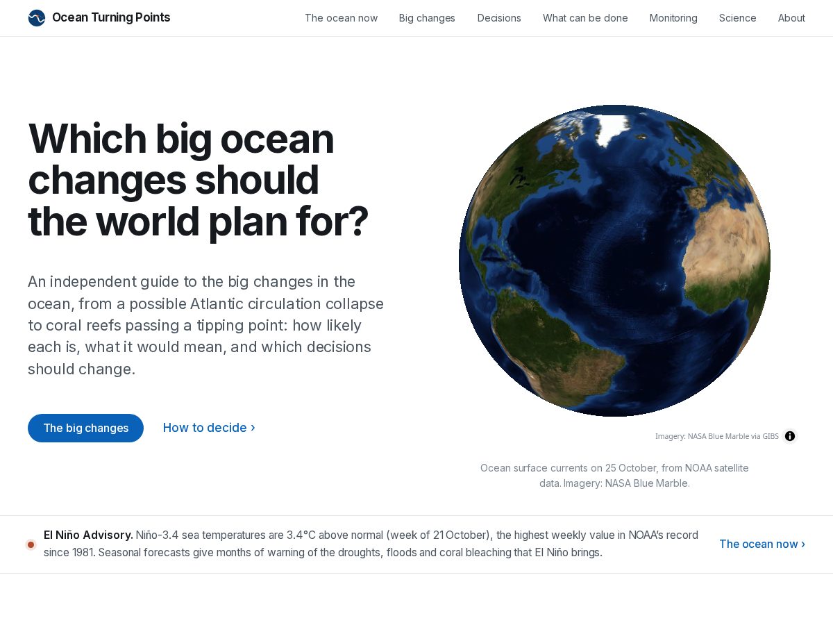 Landing-page snapshot of oceanturningpoints.org