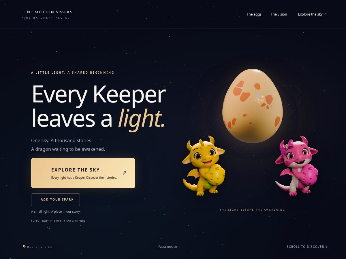 Landing-page snapshot of onemillionsparks.xyz