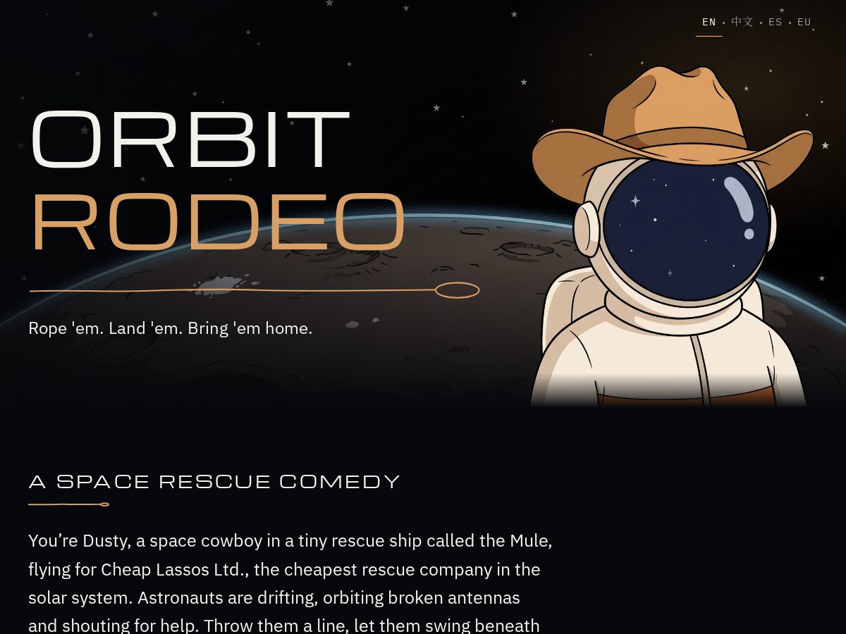 Landing-page snapshot of orbitrodeo.app