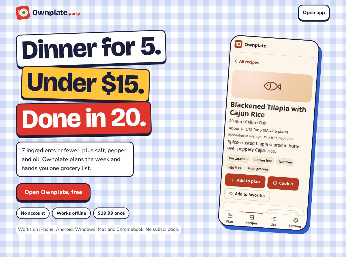 Landing-page snapshot of ownplate.party