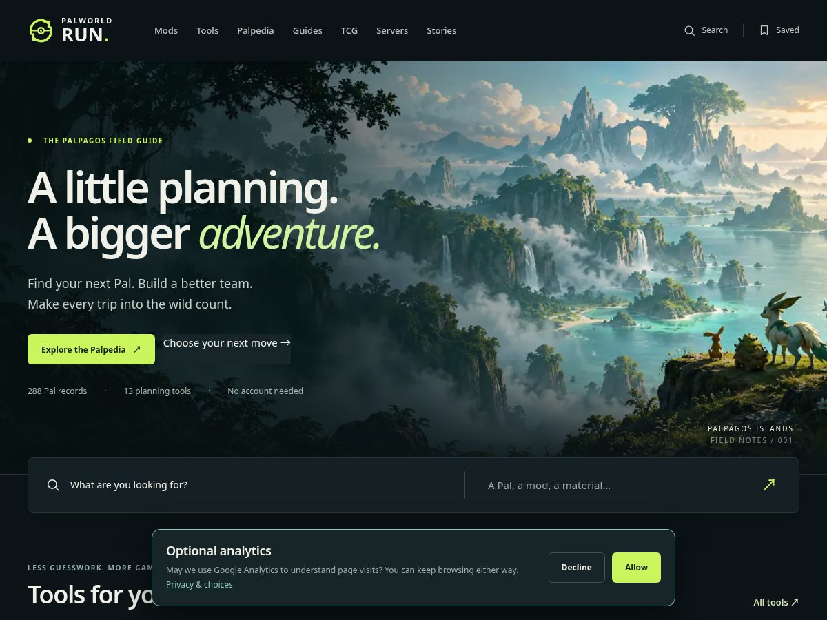 Landing-page snapshot of palworld.run
