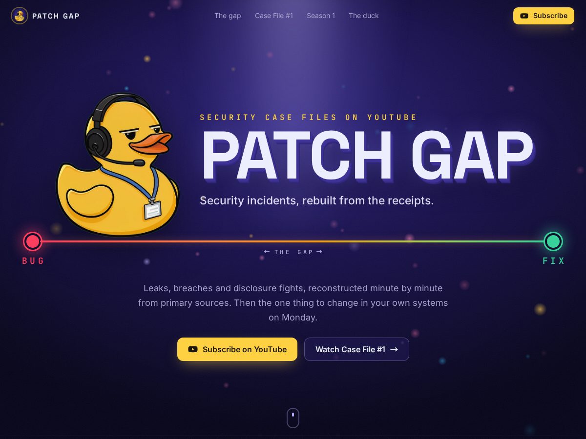 Landing-page snapshot of patchgap.dev