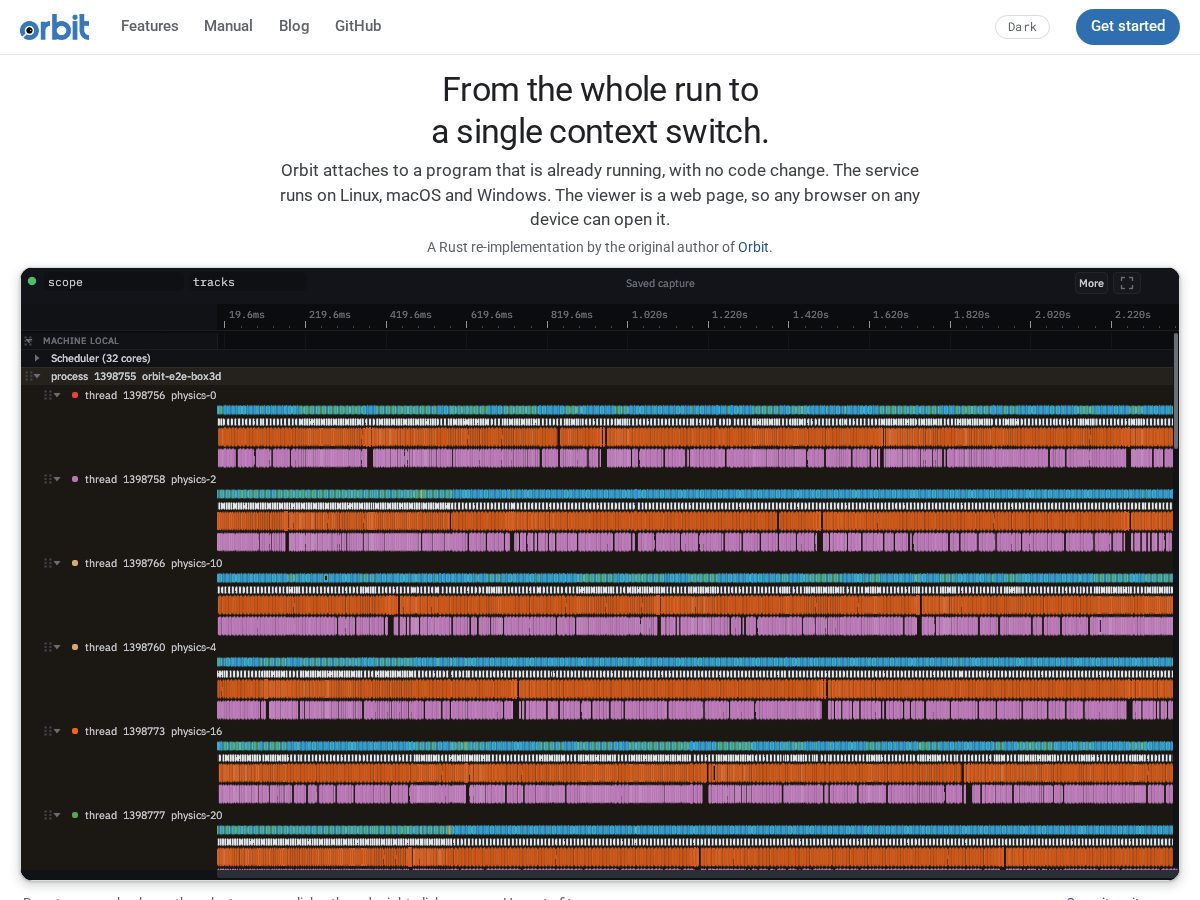 Landing-page snapshot of perfr.dev