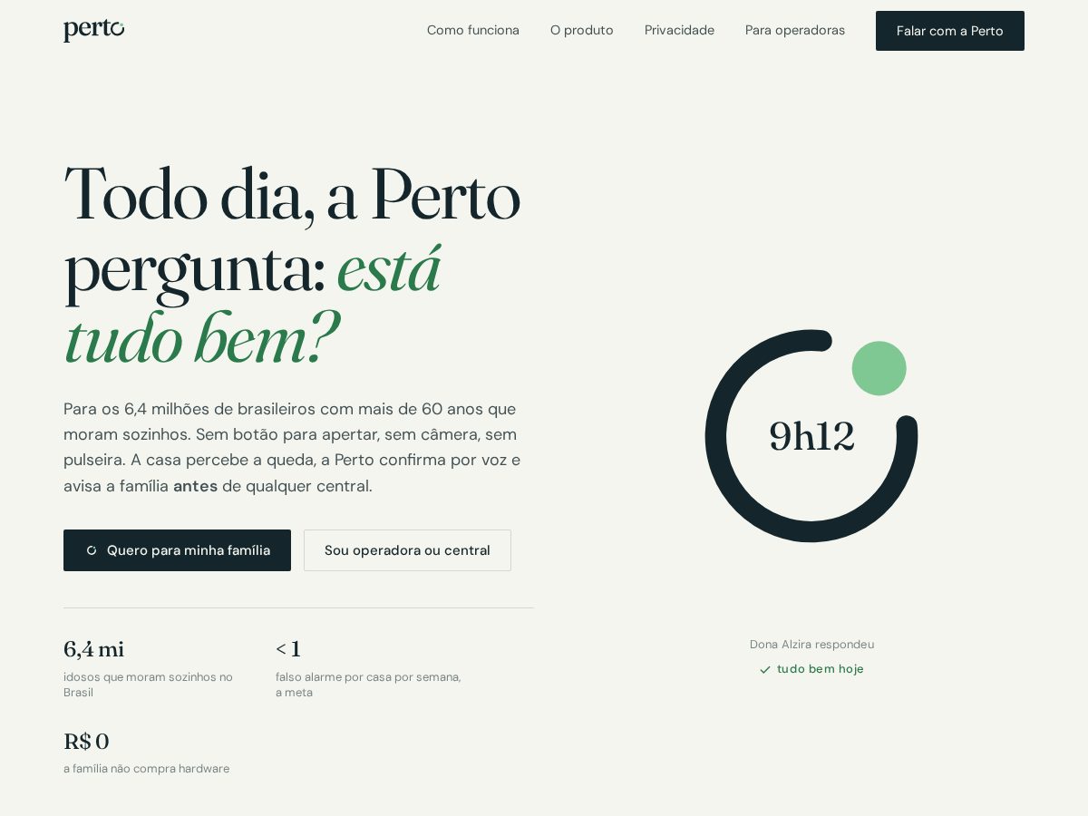Landing-page snapshot of perto.care