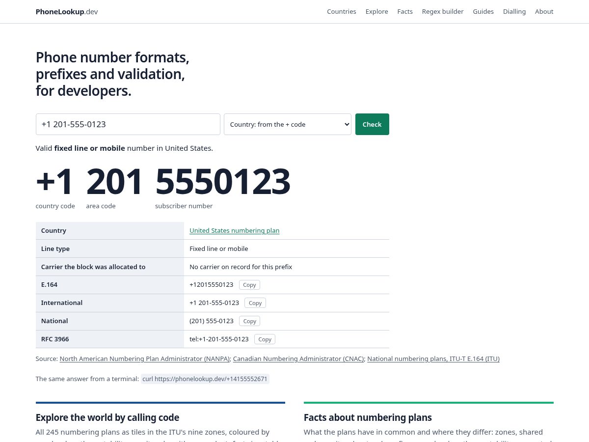 Landing-page snapshot of phonelookup.dev