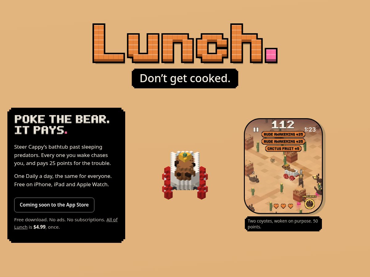 Landing-page snapshot of playlunch.app