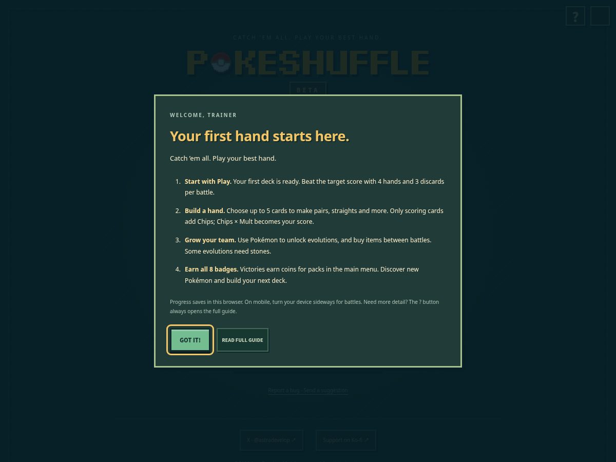 Landing-page snapshot of pokeshuffle.online