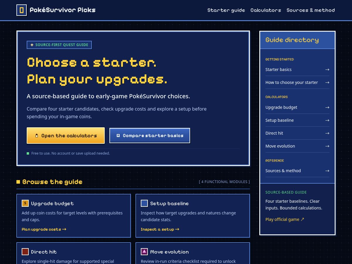 Landing-page snapshot of pokesurvivorpicks.wiki