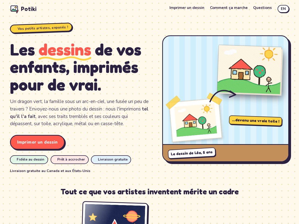 Landing-page snapshot of potiki.art