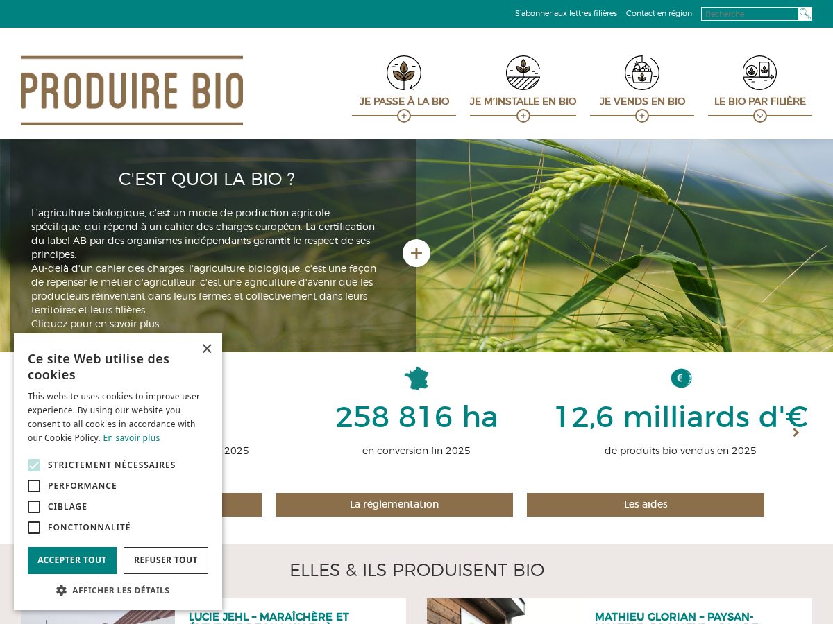 Landing-page snapshot of produirebio.org