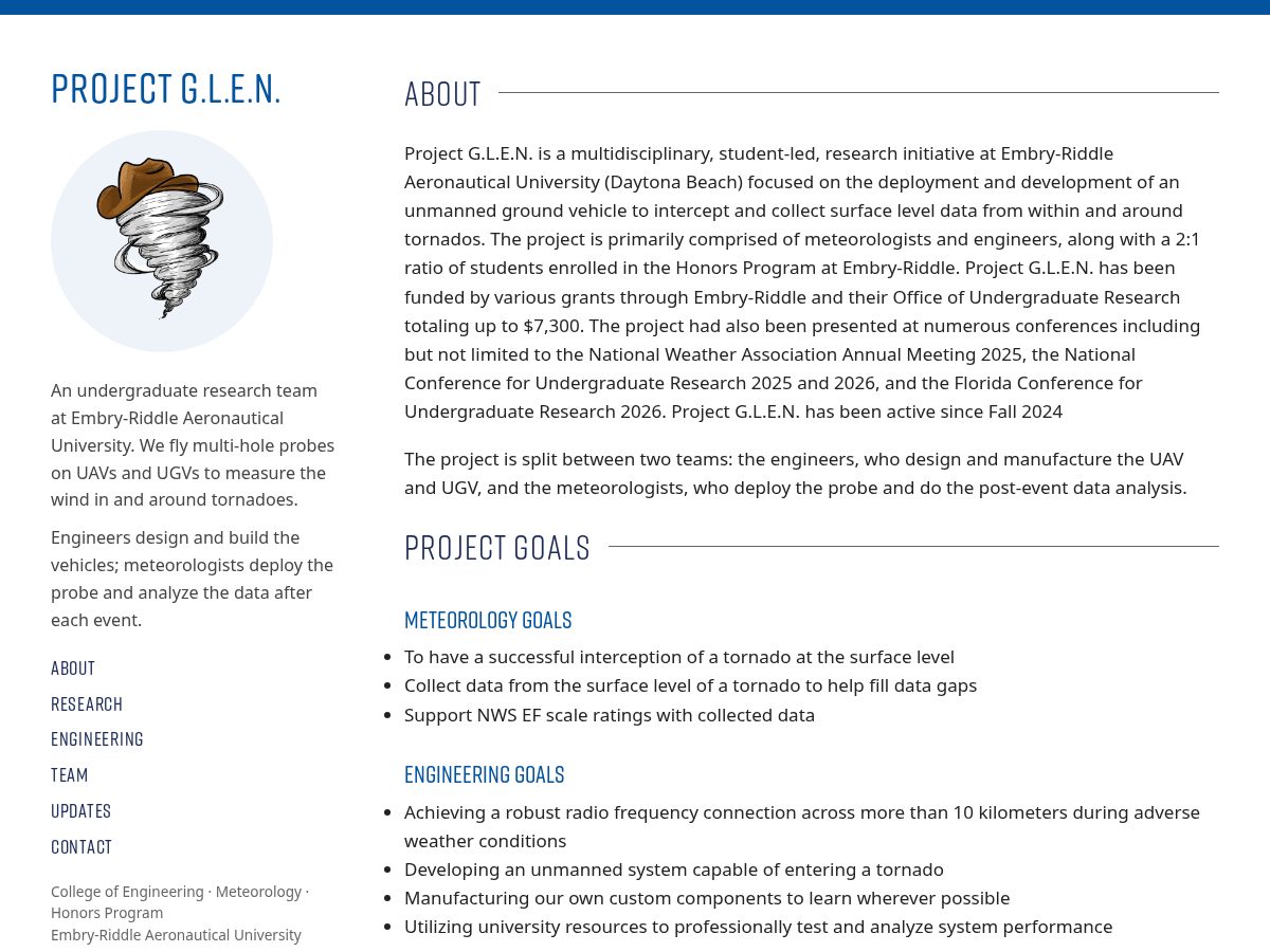 Landing-page snapshot of projectglen.org