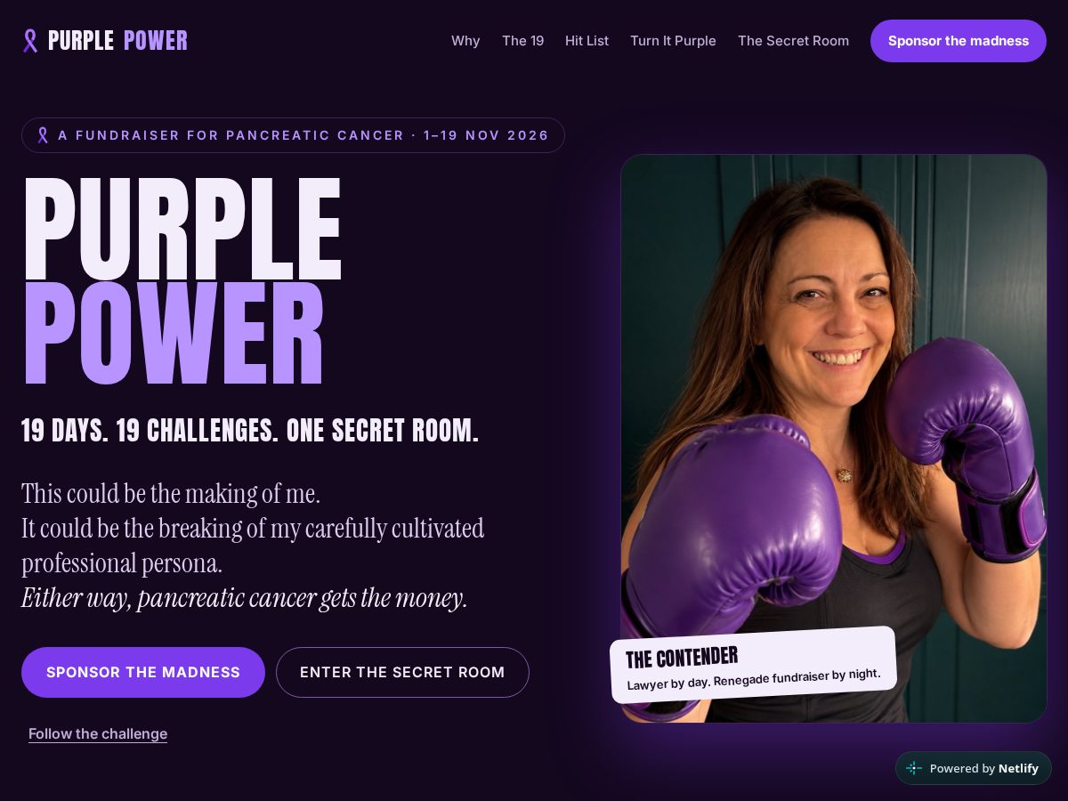 Landing-page snapshot of purplepower.life