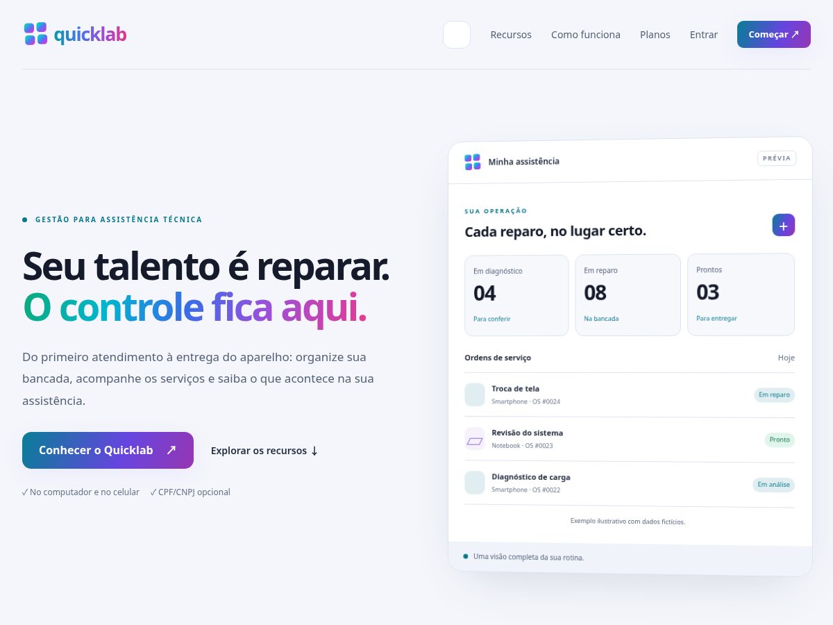 Landing-page snapshot of quicklab.site