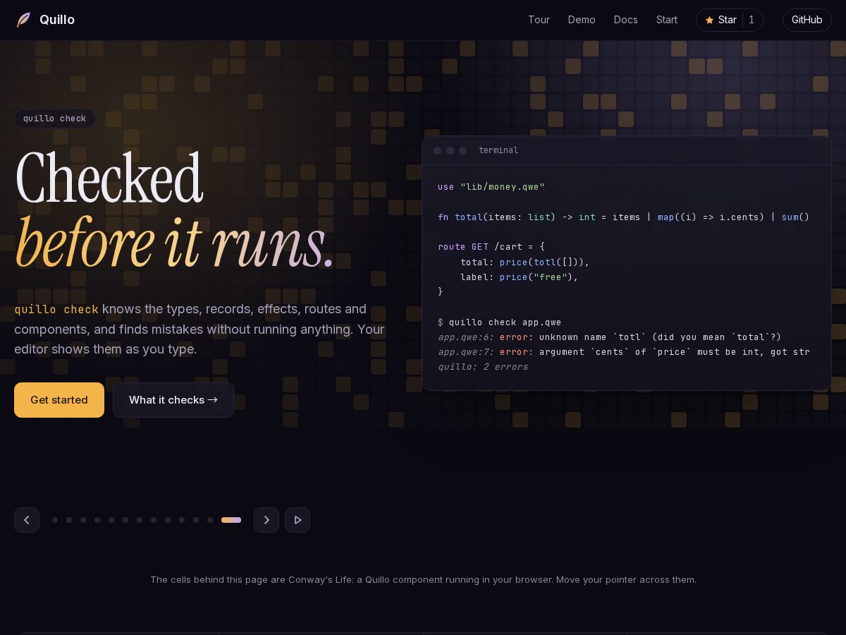 Landing-page snapshot of quillolang.org
