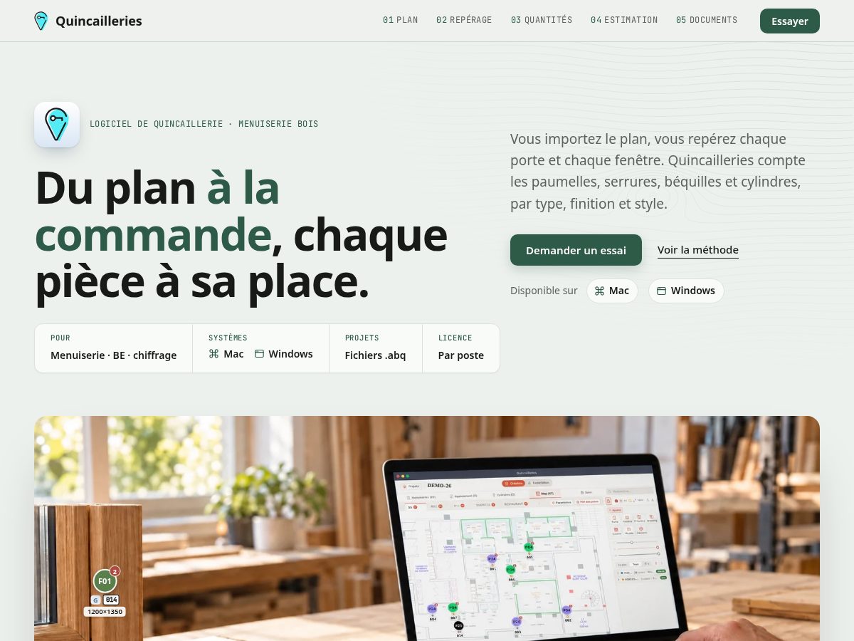 Landing-page snapshot of quincailleries.app