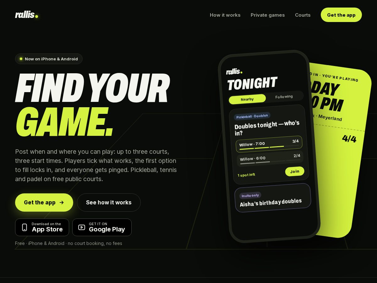 Landing-page snapshot of rallis.app