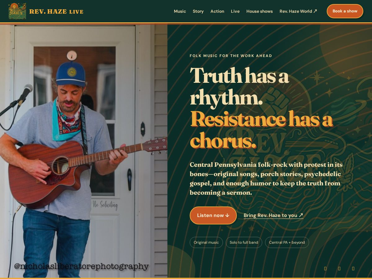 Landing-page snapshot of revhaze.live