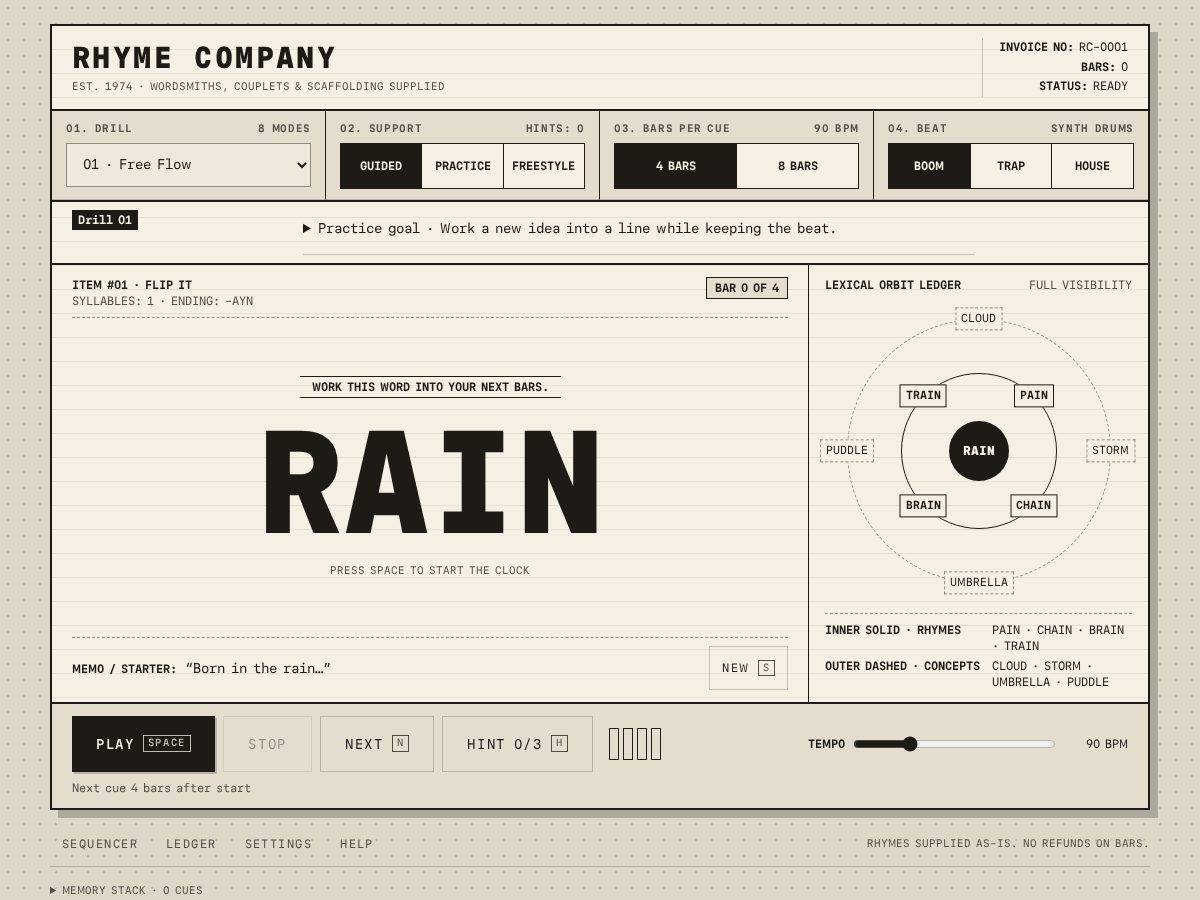 Landing-page snapshot of rhyme.company