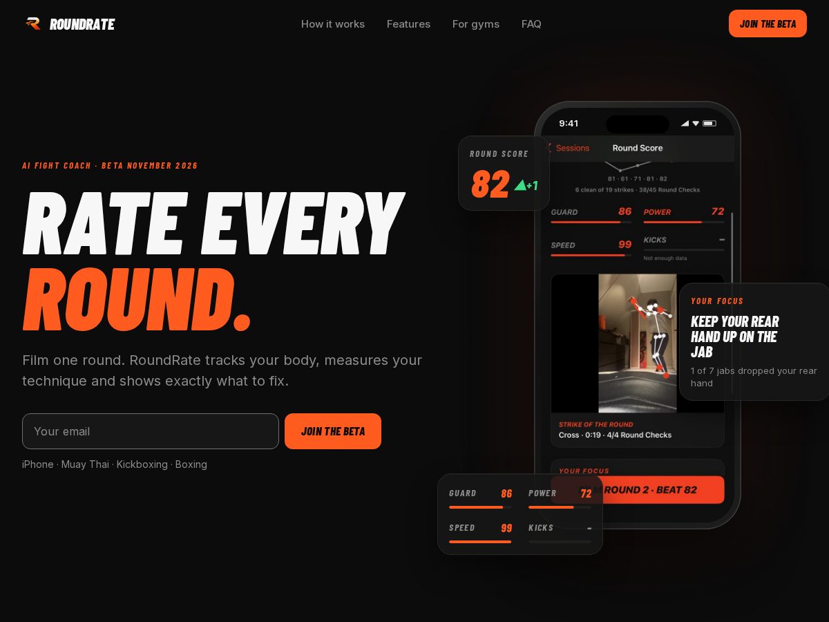 Landing-page snapshot of roundrate.app