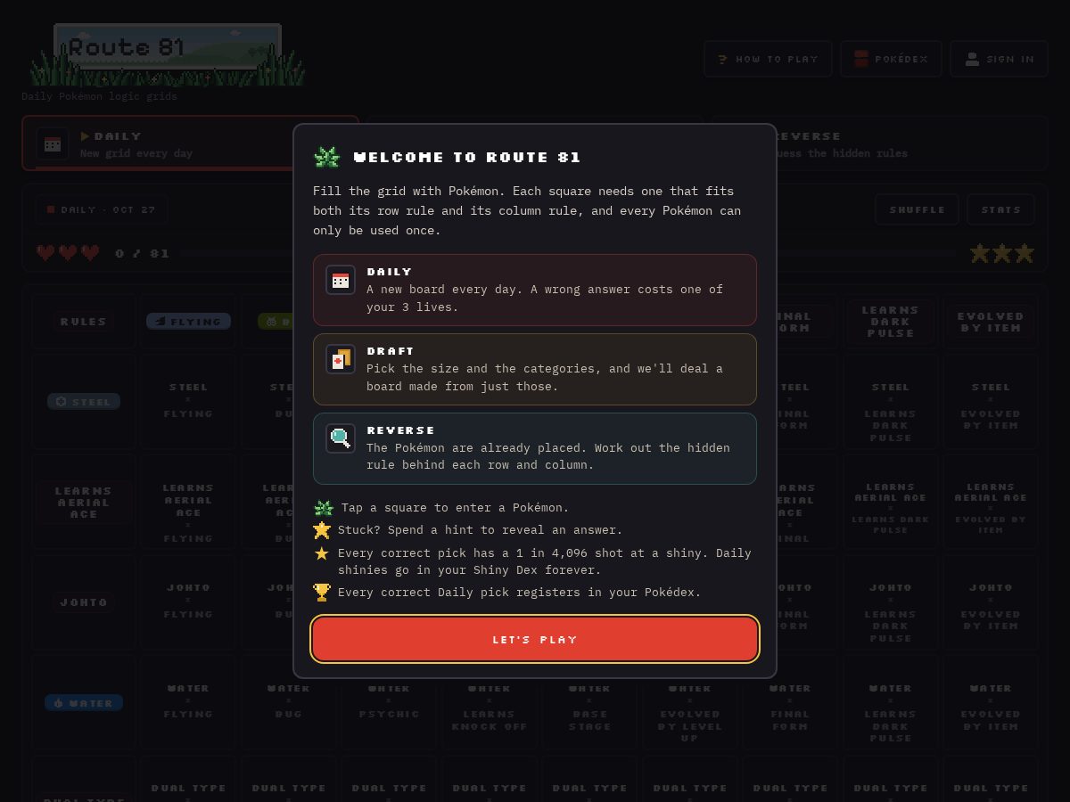 Landing-page snapshot of route81.app