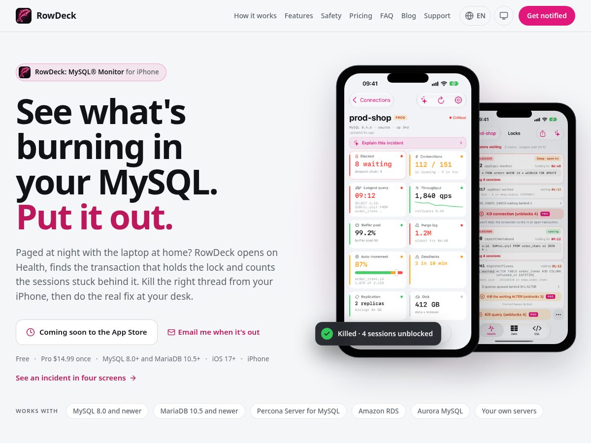 Landing-page snapshot of rowdeck.app