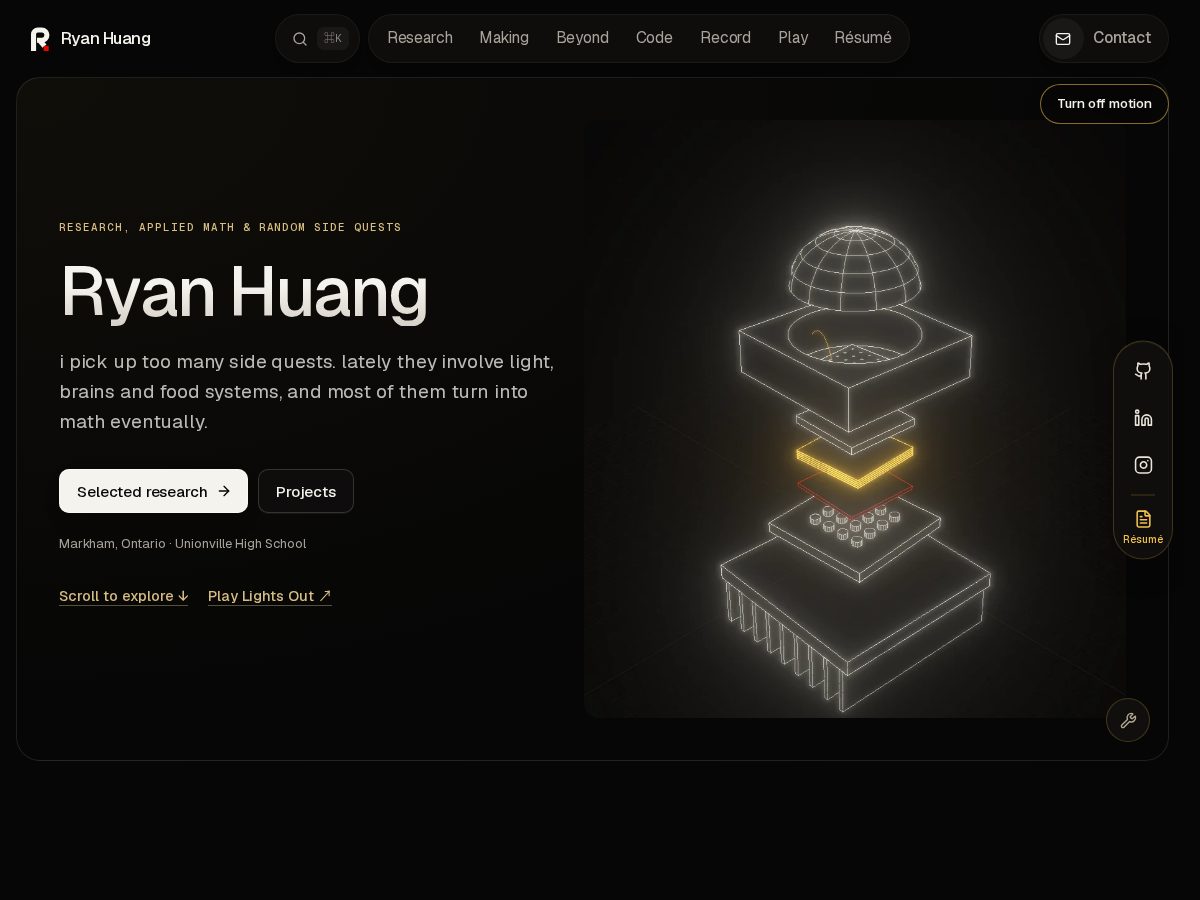 Landing-page snapshot of ryanhuang.site