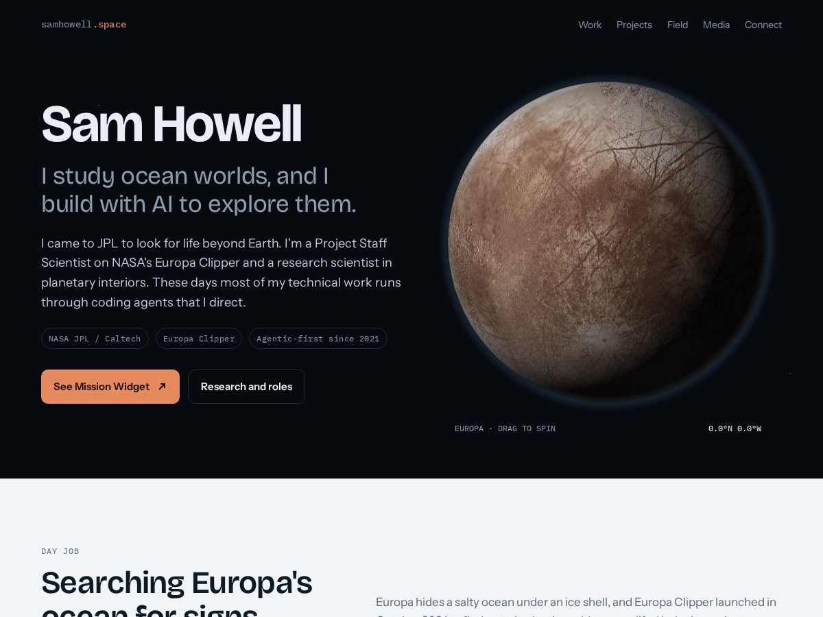 Landing-page snapshot of samhowell.space