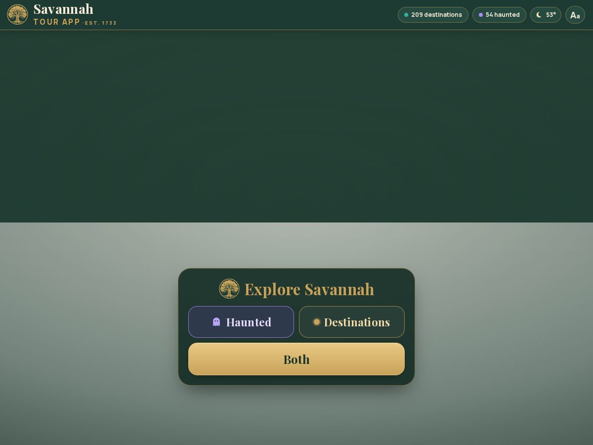 Landing-page snapshot of savannahtour.app