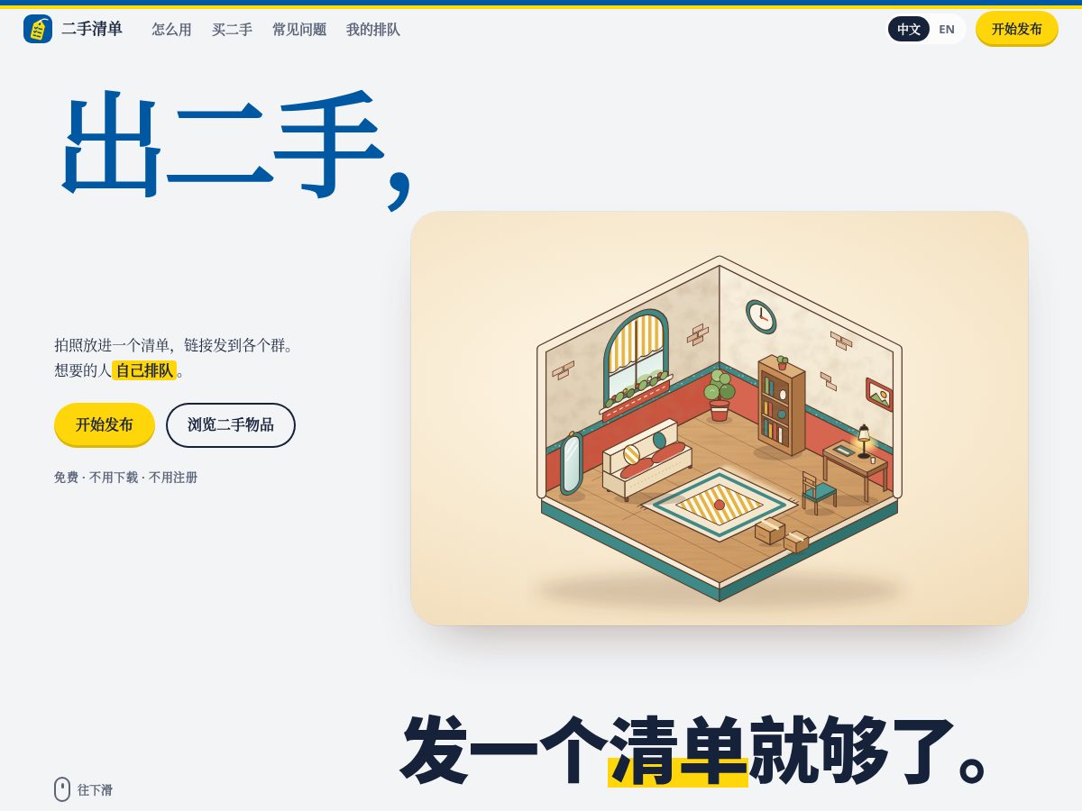 Landing-page snapshot of secondhandlist.org
