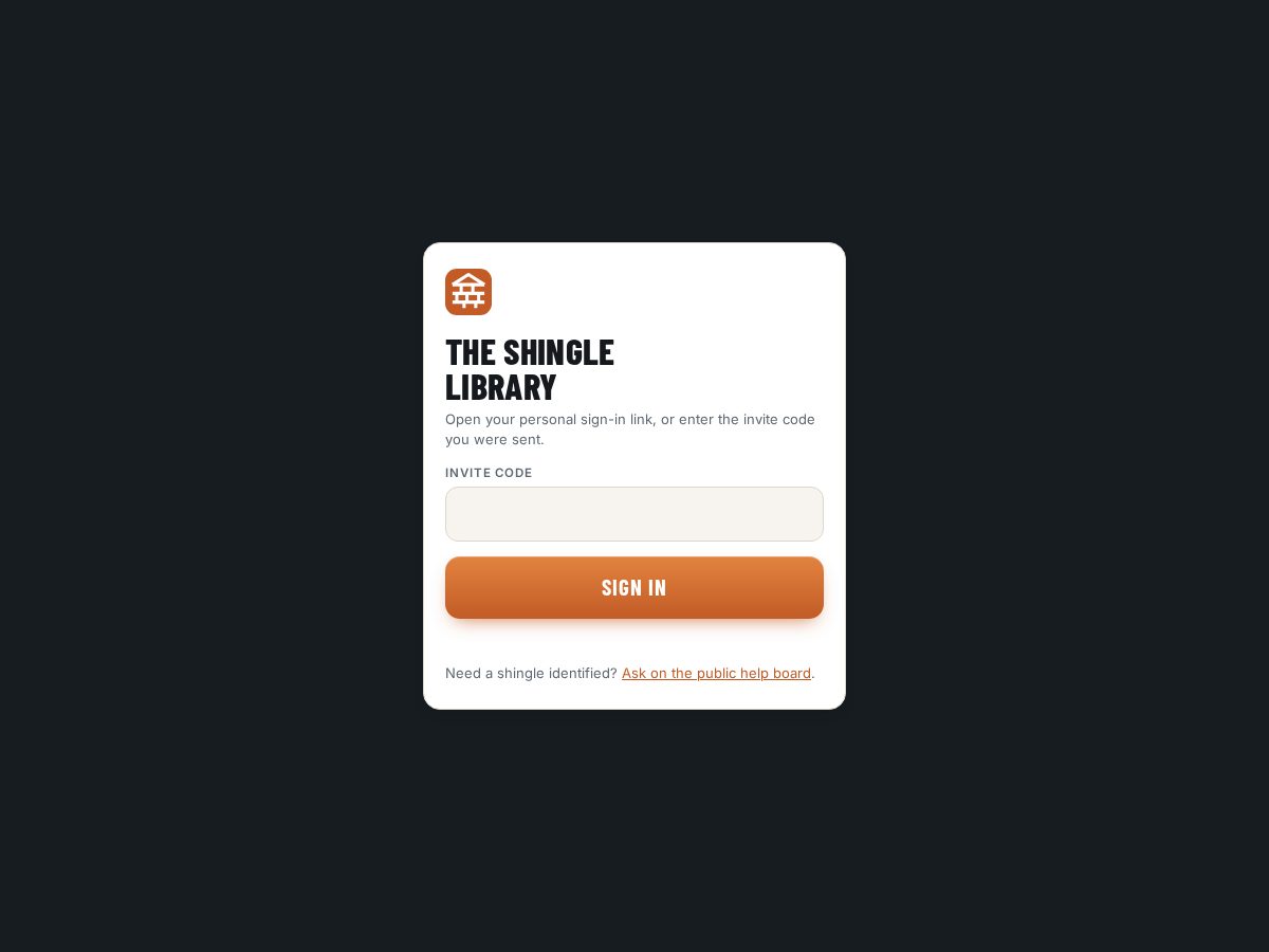 Landing-page snapshot of shinglelibrary.org