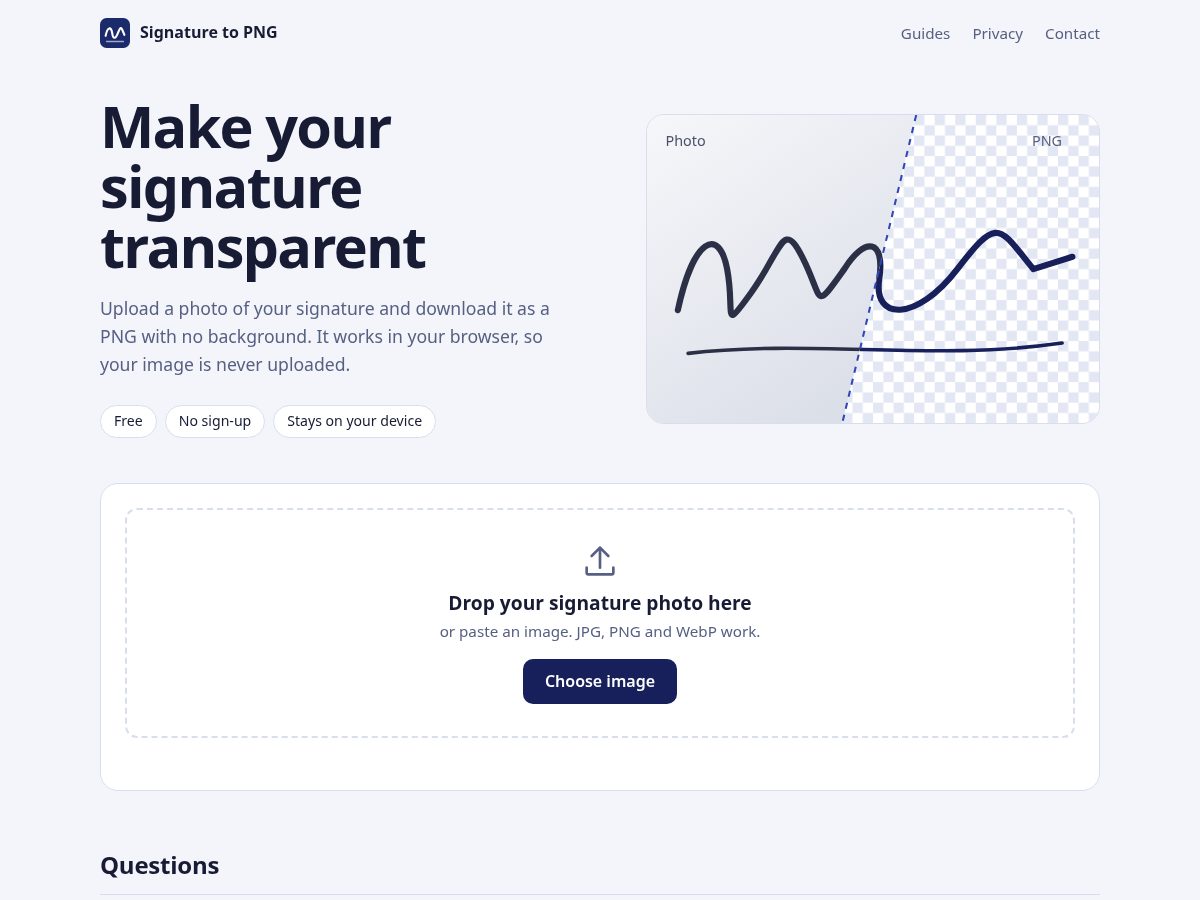 Landing-page snapshot of signaturetopng.online