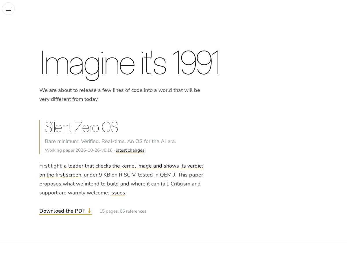 Landing-page snapshot of silentzero.ooo