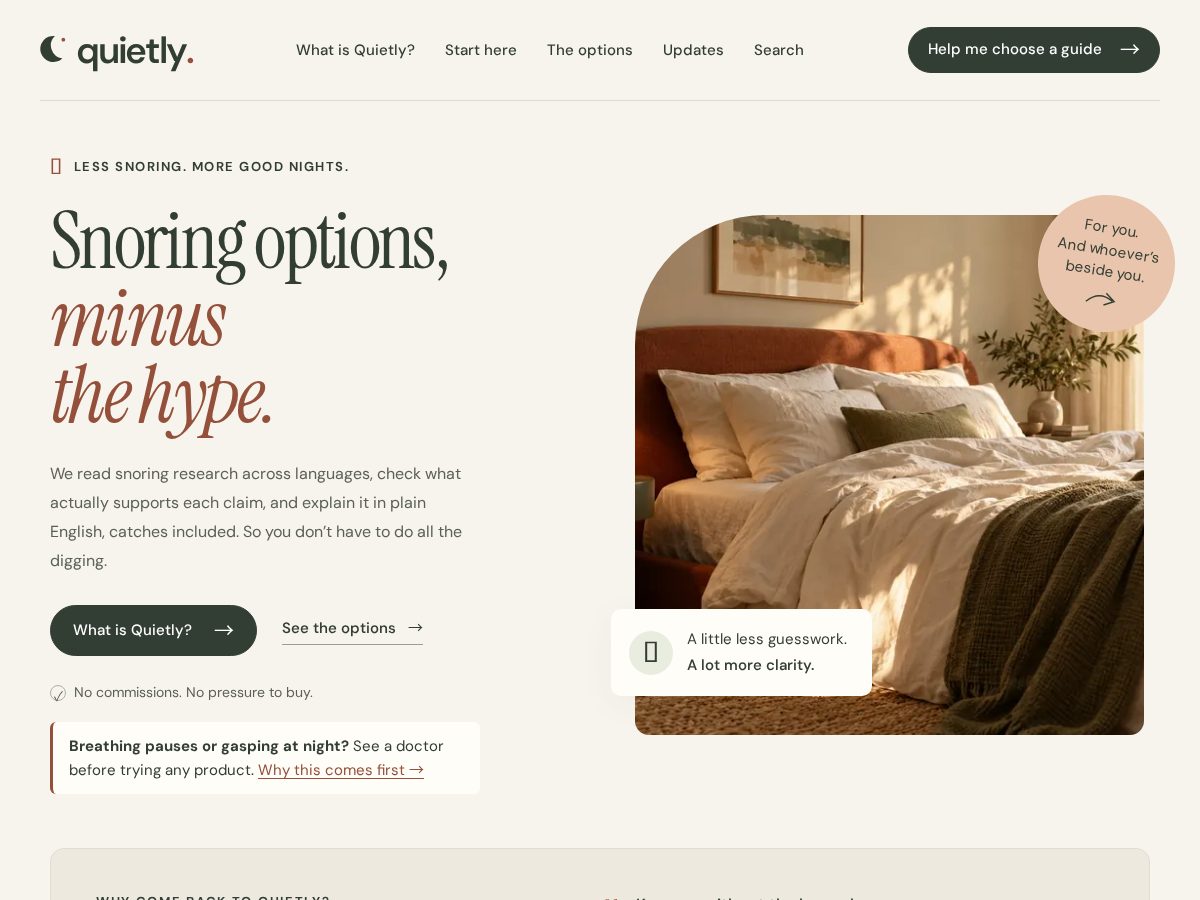 Landing-page snapshot of snoreguide.org