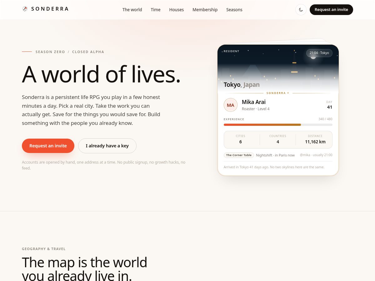 Landing-page snapshot of sonderra.online