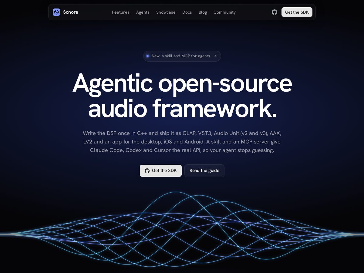Landing-page snapshot of sonore.dev