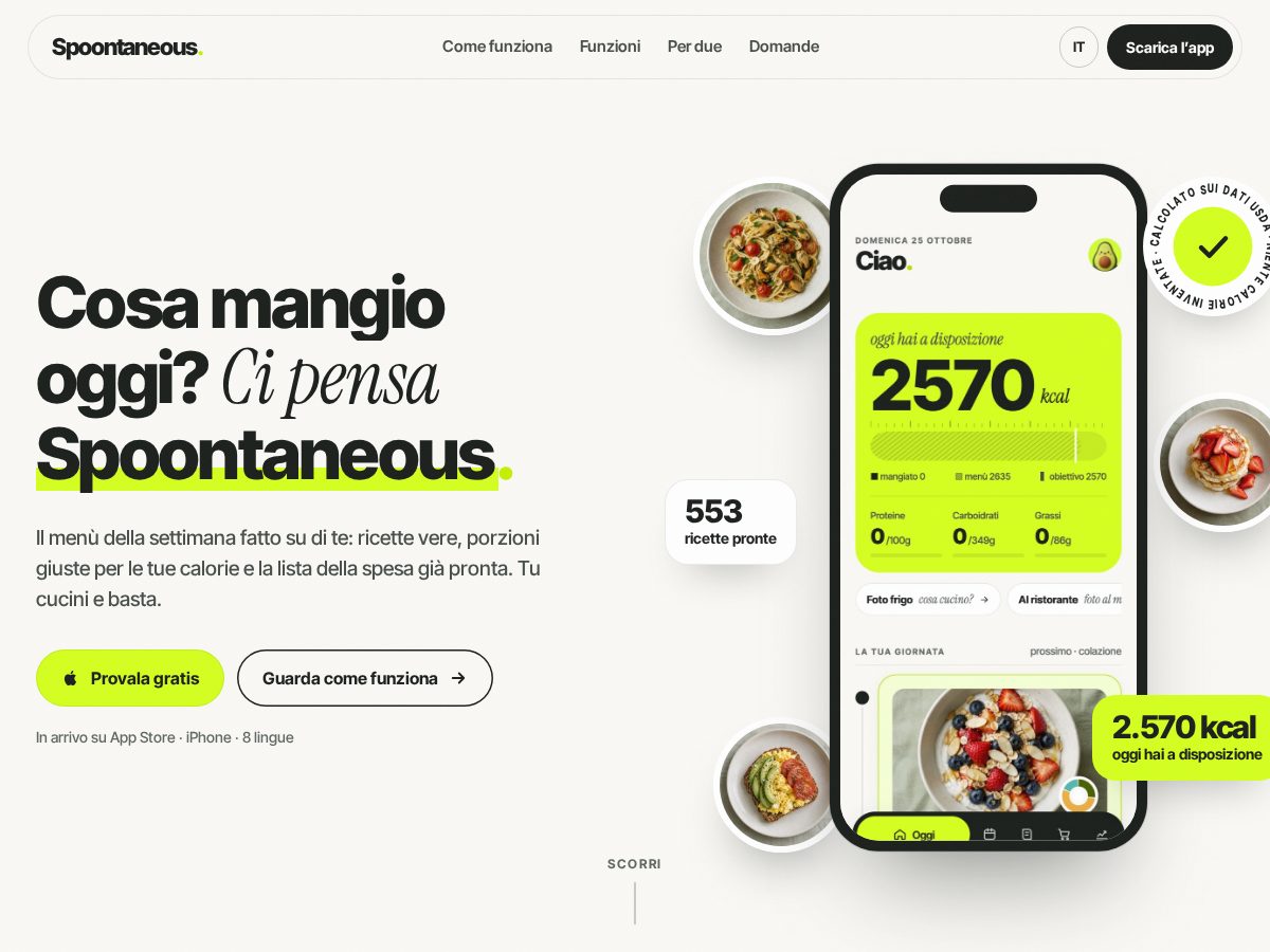 Landing-page snapshot of spoontaneous.app