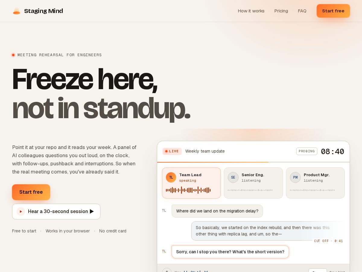 Landing-page snapshot of stagingmind.dev