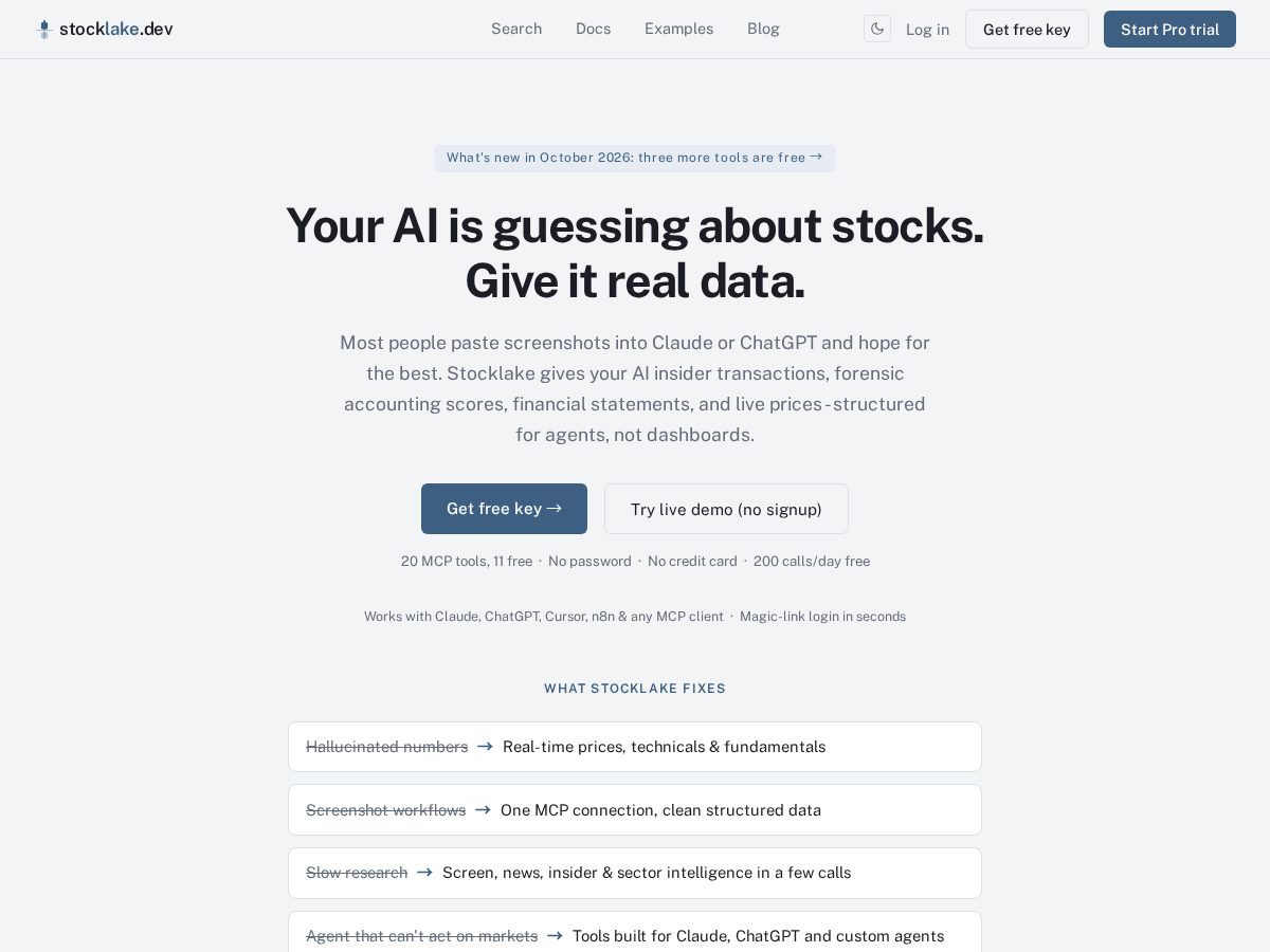 Landing-page snapshot of stocklake.org