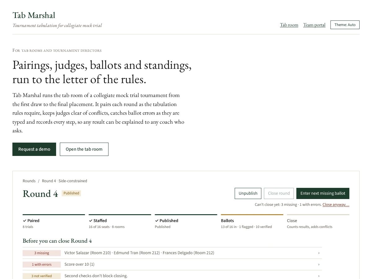 Landing-page snapshot of tabmarshal.app