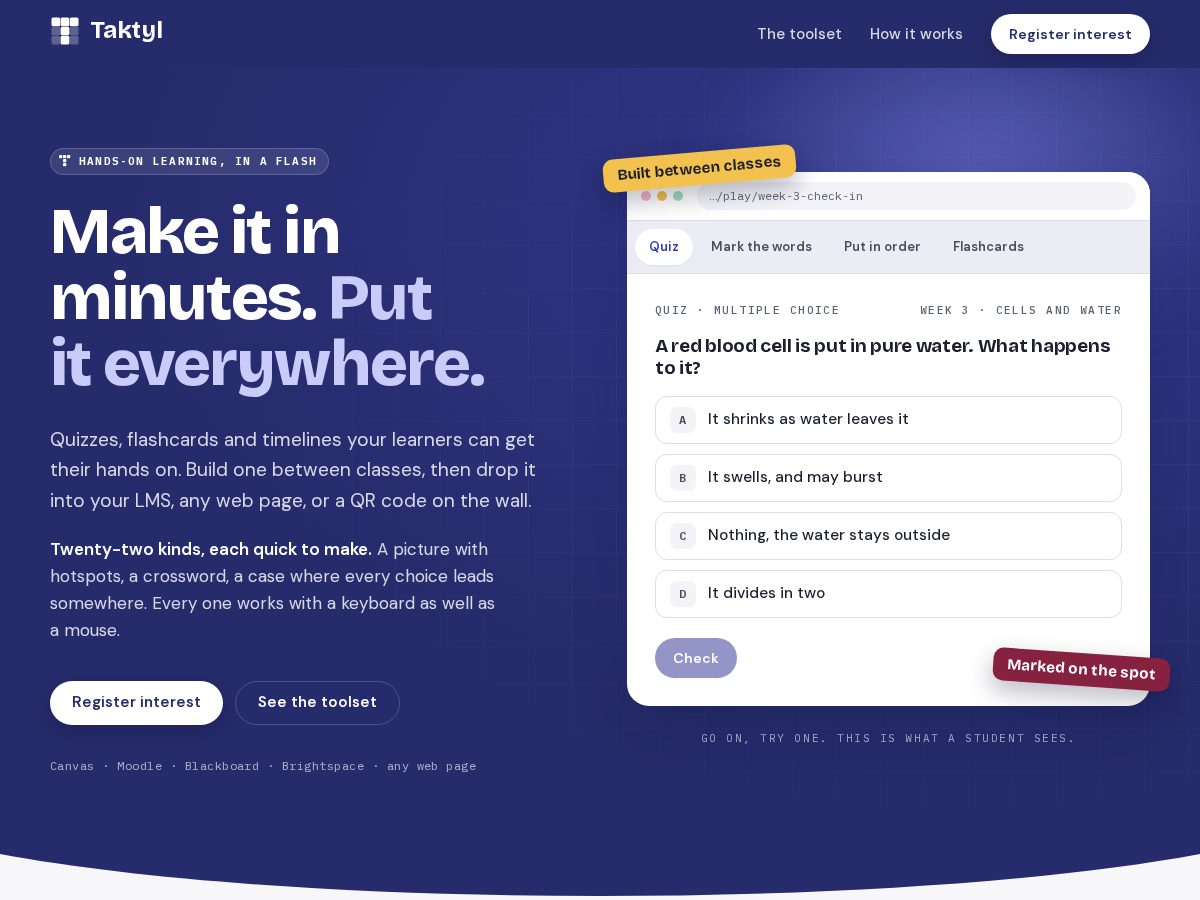 Landing-page snapshot of taktyl.app