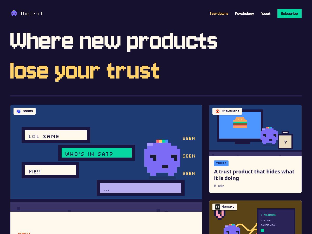 Landing-page snapshot of thecrit.world