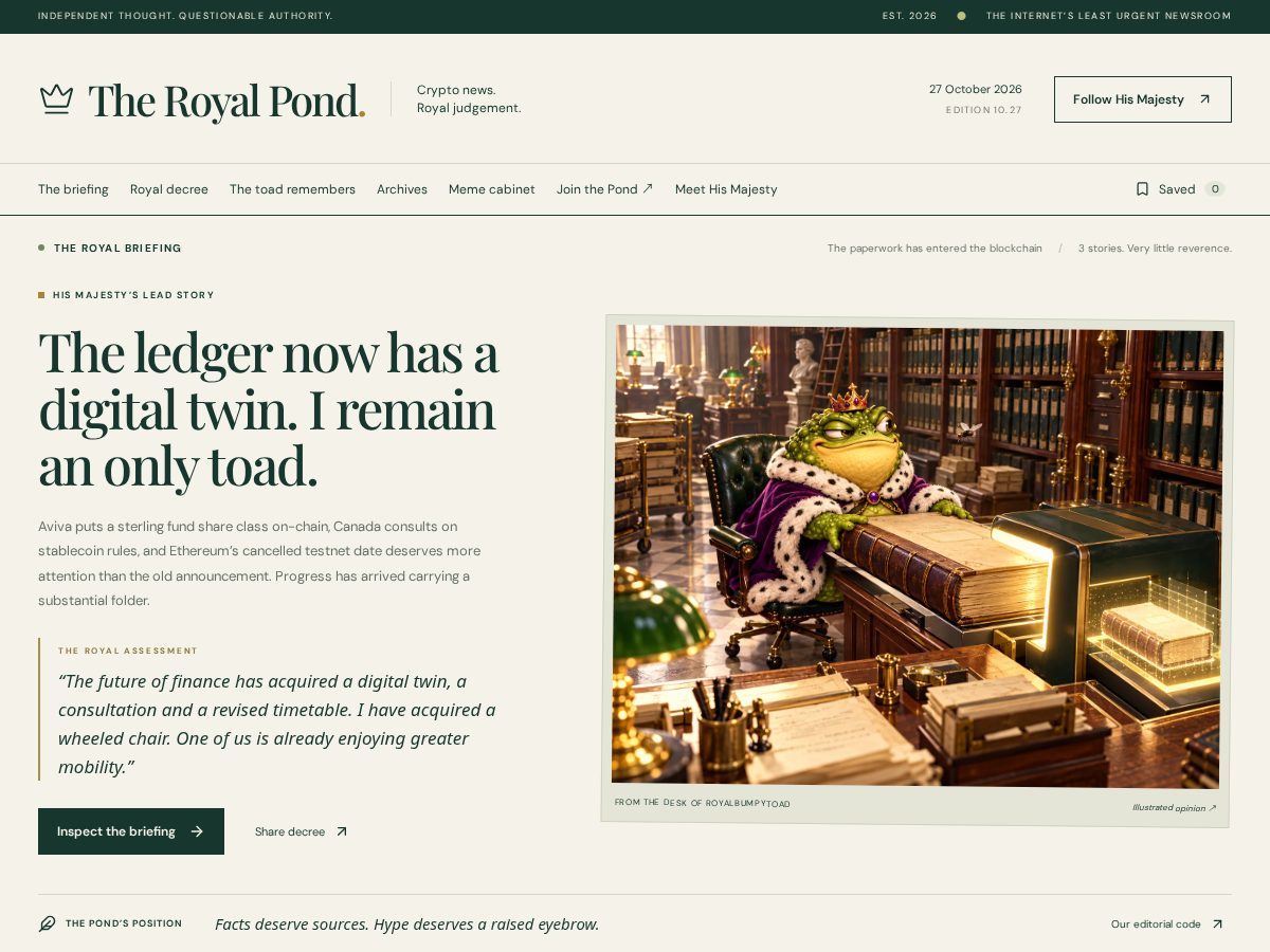 Landing-page snapshot of theroyalpond.fun